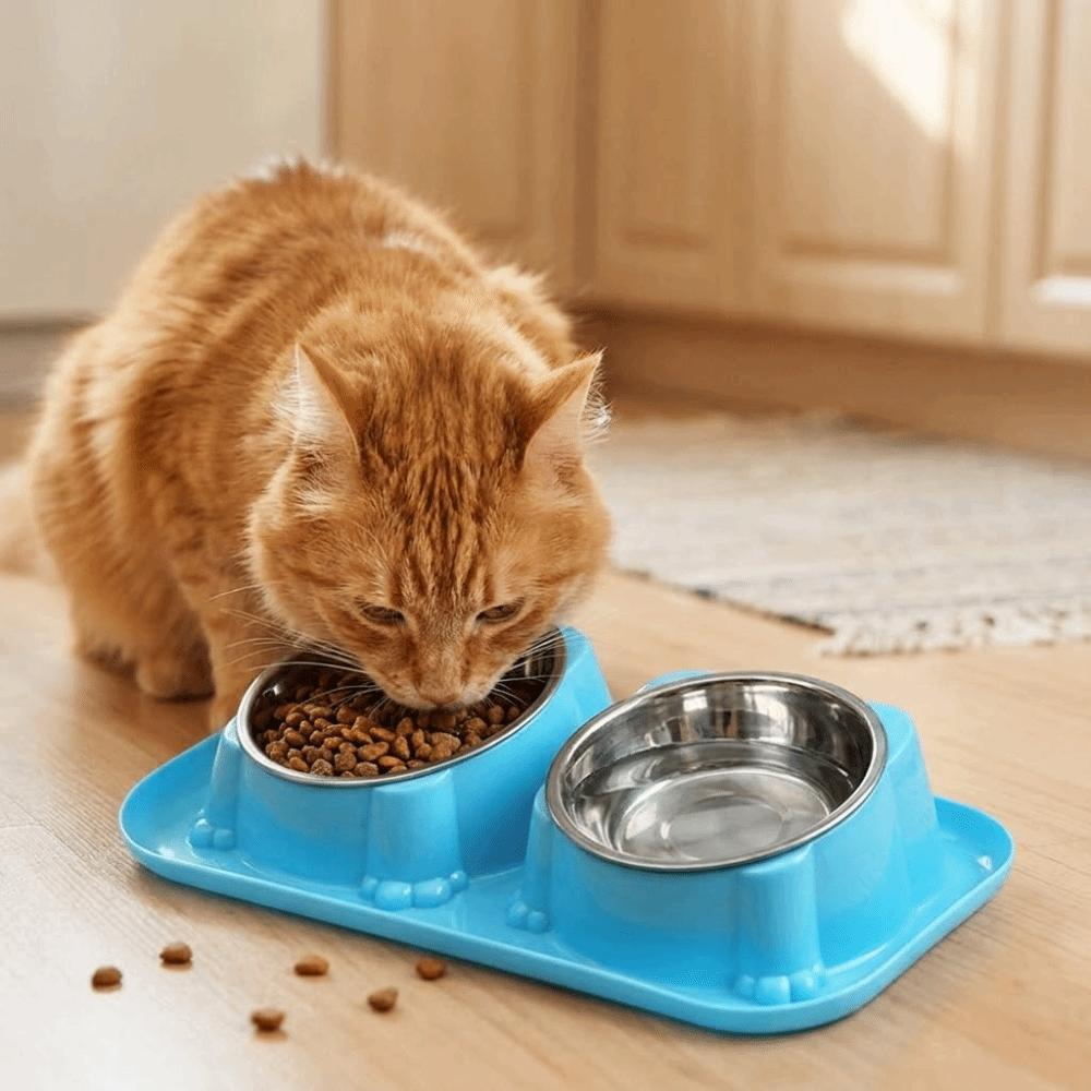 Anti-Overturning Stainless Steel Pet Bowl Oblique Mouth Pet Water Dispenser Puppy Feeding