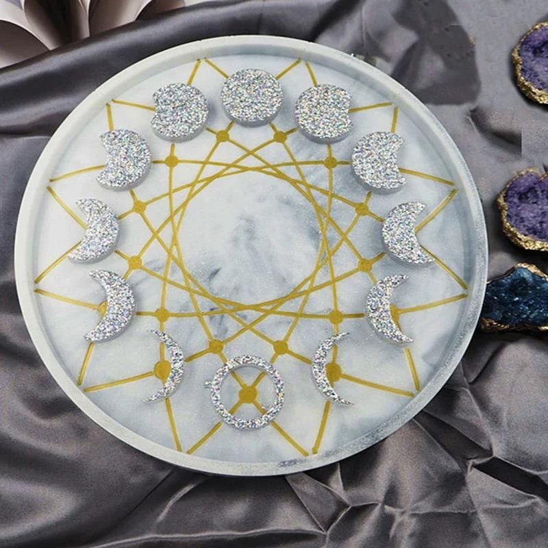 New DIY Crystal Glue Mold Lunar Eclipse Moon Phase Ornament Plate Star Moon Clock Dial Silicone Mold Set