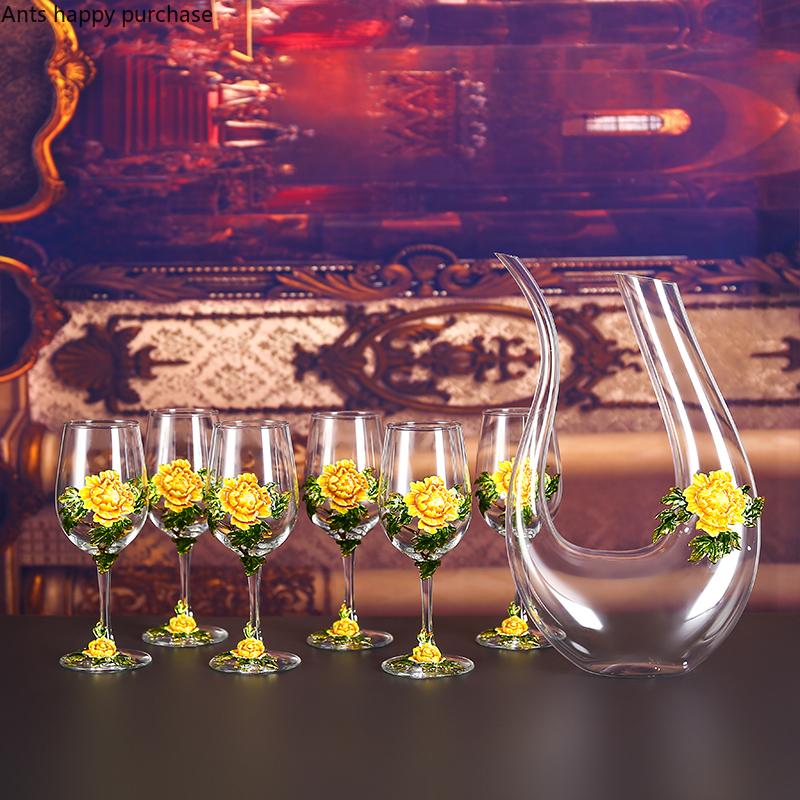Goblet Red Wine Glass Set Crystal Glass Goblet Wine Decanter Flagon Wine Dispenser Barware Bar Sets Wine Set Exquisite Gifts