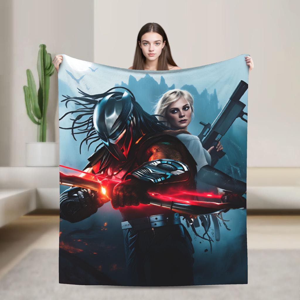 Predator Badlands 2025 Filme Super Warme Decken Büro Plüsch Überwurfdecke Ästhetisch Outdoor Flanell Tagesdecke Sofa Bettbezug