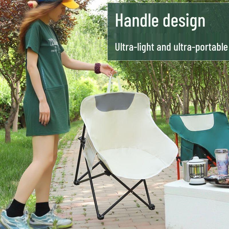 Moon Chair: Thickened Folding Outdoor Recliner for Camping, Fishing, Picnics, Art, and Relaxation