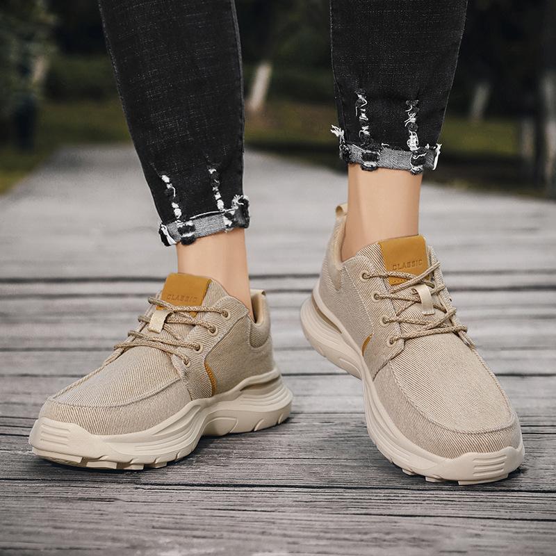 Factory direct sales large size foreign trade canvas casual single shoes men's thick sole wide foot lace-up outdoor sports canvas shoes