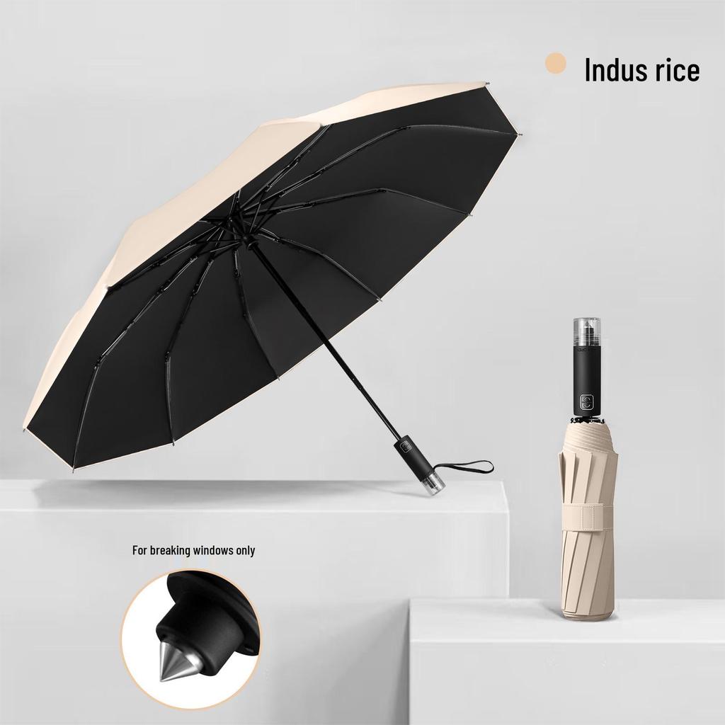 10-Rib Automatic Umbrella: Reinforced for Sun & Rain, Sunshade & Emergency Window Breaking, Customizable Logo, Perfect for Advertising.