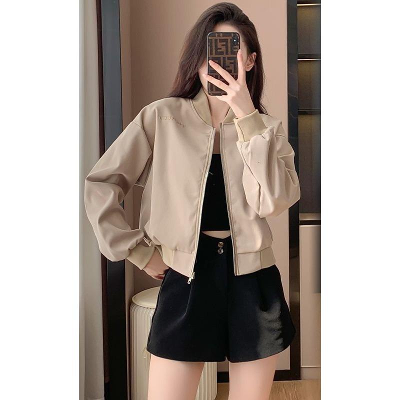 Jacket Women's Autumn and Winter Embroidered Baseball Uniform Versatile Design Small Casual Sports Velvet Short Jacket Top