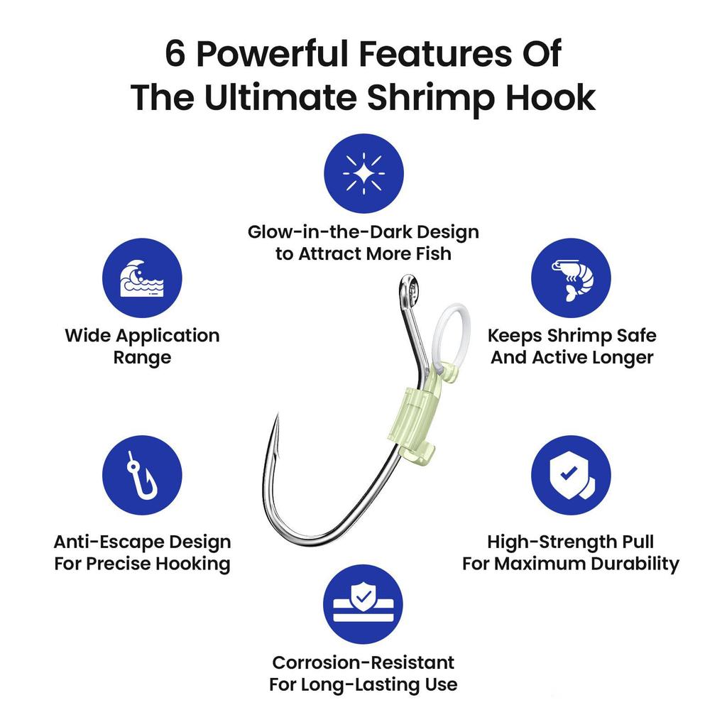 10-Piece Luminous Live Shrimp Fishing Hooks Set