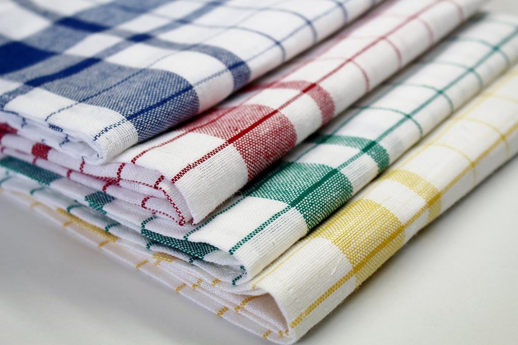 Made In Japan Linen Blend Glass Towel Cotton Hemp 40 X 70 For Professional Use 50% 50% [10 Pieces] (Blue Lattice)