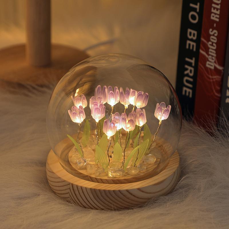 DIY Tulip LED Night Light Kit - Handmade Bedroom Ornament for Qixi Festival or Birthday Gift