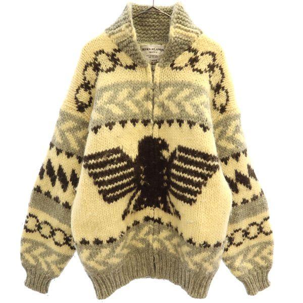 

SEVEN ISLANDS wool Overall handle Cowichan jacket L White x gray Men s Used