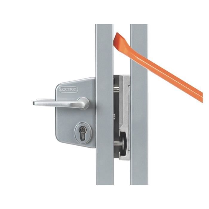 LOCINOX Argent LAKQ U2 Serrure type industriel pour portail battant avec coffre en aluminium thermolaqué et mécanisme en acier inoxy