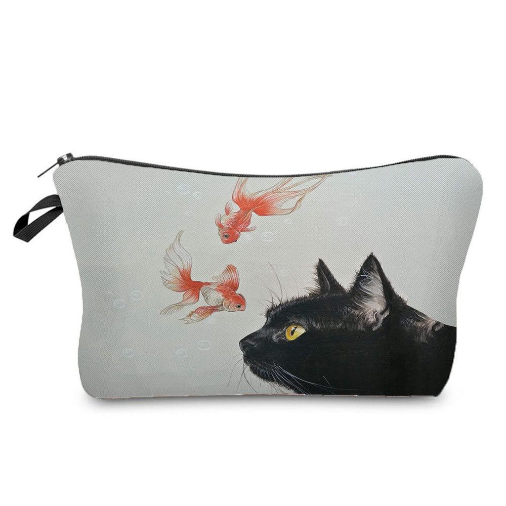 Women Cat Print Cosmetic Bag Toiletries Organize Travel Storage Case KTB