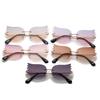 Flame Sunglasses, Personalized Rimless Trimmed Glasses, Women With The Same Sunglasses For Street Shooting