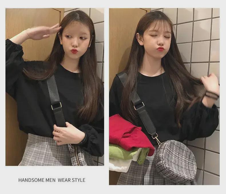 2025 neues Herbst-koreanisches Loose-Fit-Laternenärmel-Langarm-T-Shirt für Frauen