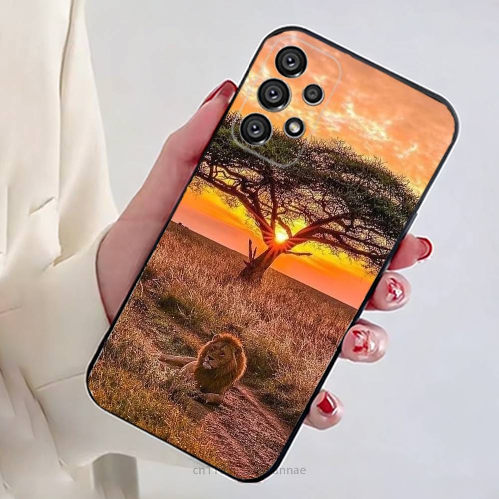 Lion Pattern Phone Case For Samsung Galaxy A13,21s,22,31,32,52,53,71,80,A91 Soft Black Shell