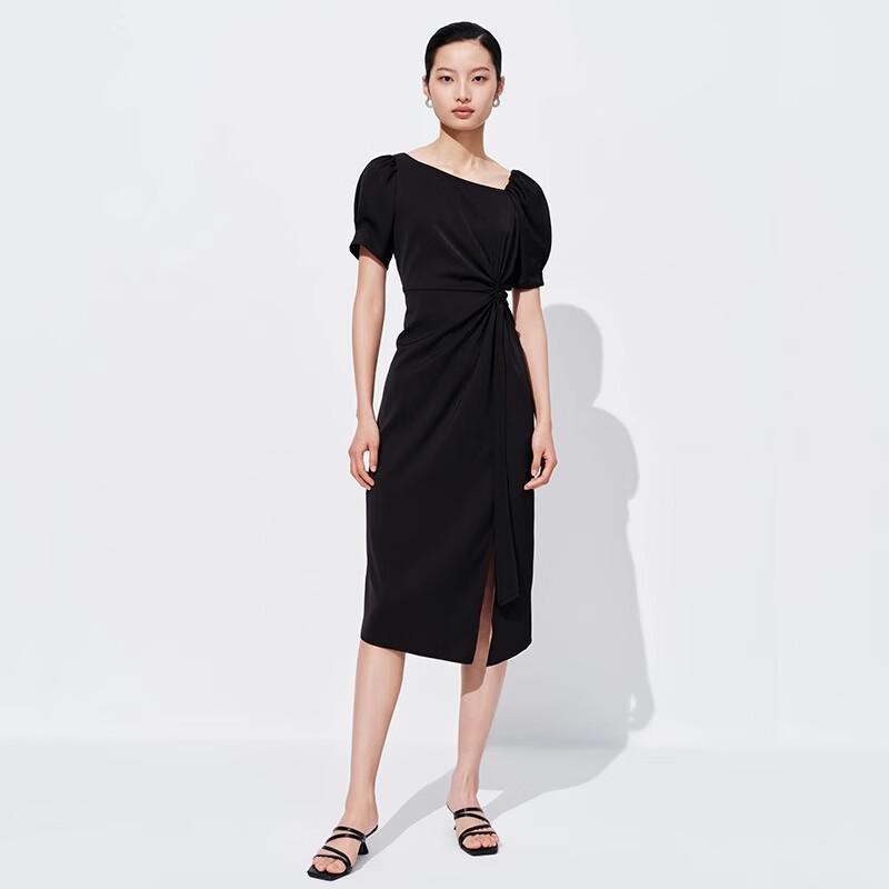 

Sweet basil Women s Ruched Short Sleeve Slit Midi Dress L