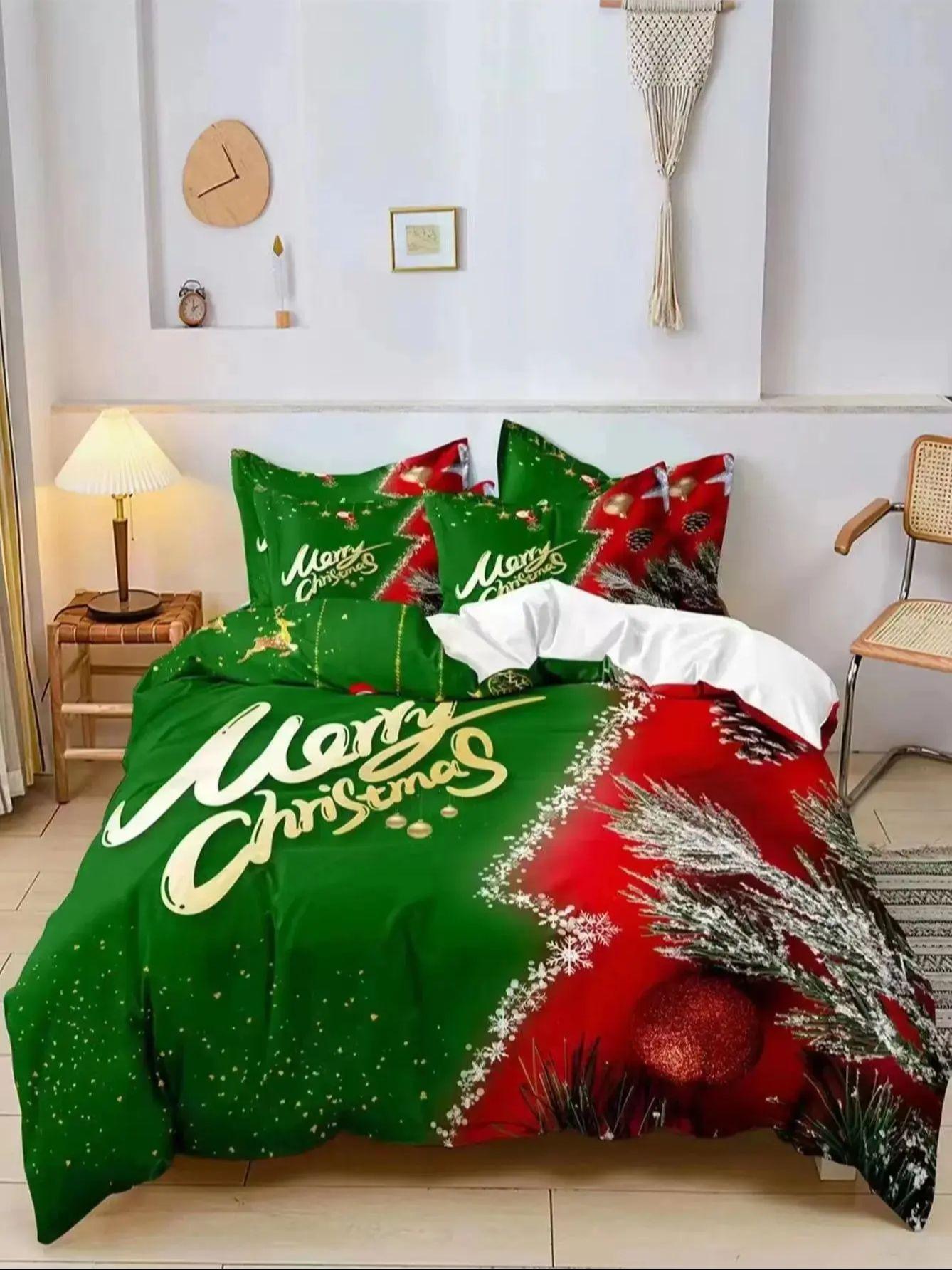 

Printing Christmas Snowman Quilt Cover with Pillowcase Bedroom Decoration Cute Bedding Bedroom Set King Size duvet cover set 135x200cm