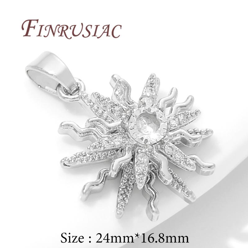 Fashion Crystal Zircon Charms For Necklace 18K Gold Plated Star/Flowers Pendants Accessories DIY Jewelry Making Supplies