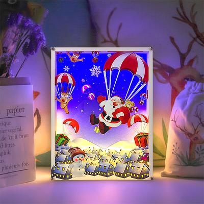 Christmas Gift Paper Cut Light Box Custom Picture Frame Shadow Box 3D Led Strip Lights Wall Decor Christmas Lights For Bedroom