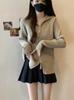 Women's Slimming European Style Maillard Sweater - Plus Size Double Zipper Cardigan for Early Spring