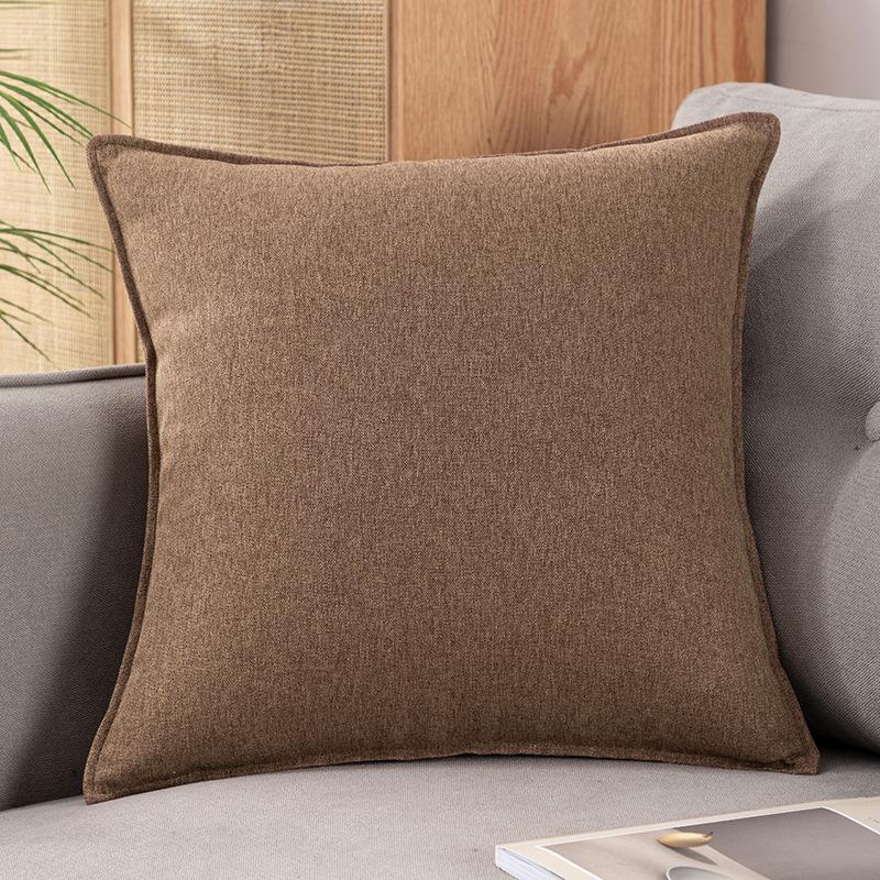 Chinese Style Fine Linen Sofa Back Cushion – Solid Wood Living Room Decor Pillow, Imitation Cotton Linen, High-End Bed Backrest.