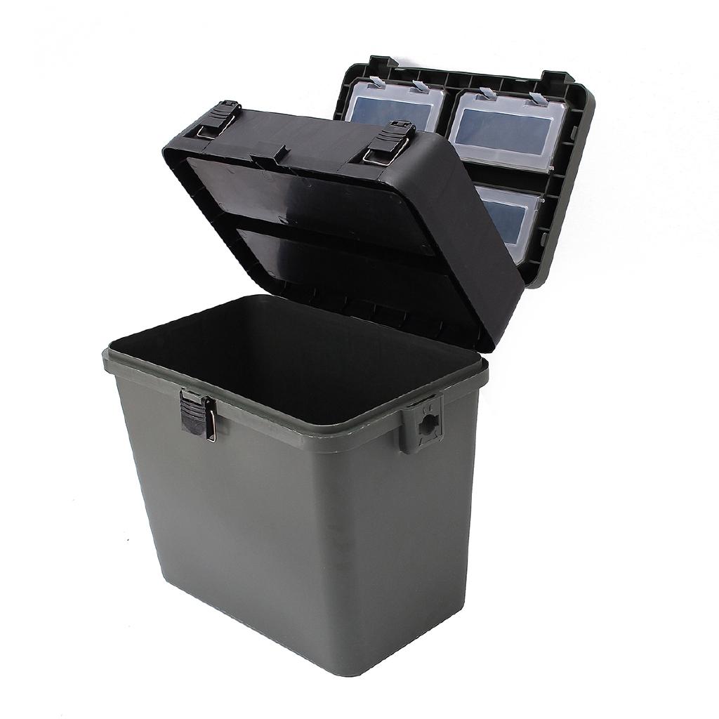 380x230x390mm Angelkoffer mit Gurt Großes Fassungsvermögen Angelköder Zubehör Aufbewahrungskoffer Sitzbox