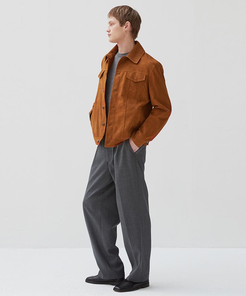Verdemar Italian Suede Trucker Jacket_Camel
