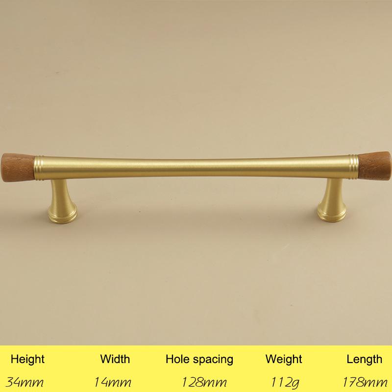 Vintage Look Nordic Cabinet Door Handle in Walnut and Brass for Clothing Storage