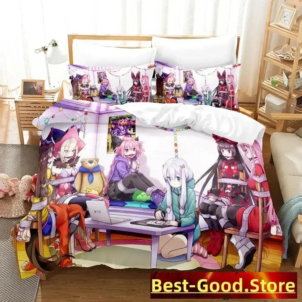 New Sagiri Izumi Bedding Set Cartoon Anime Three-Piece Set Adult Kid Bedroom Duvetcover Sets 3D Kawaii Girls