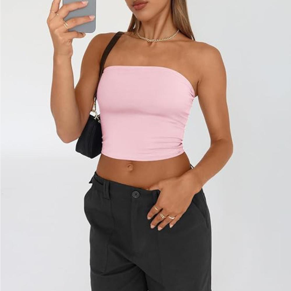Strapless Tank Top Solid Color CropTops Women Summer Camis Casual Camisole Fashion Tube Female Sleeveless Cropped Y2K Clothes