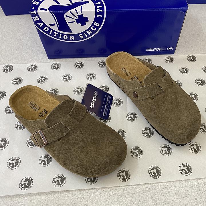 Unisex BK Pravá kůže Birkenstock Uzavřené Retro Mules s Korkovou Podrážkou – Pohodlné a Všestranné.
