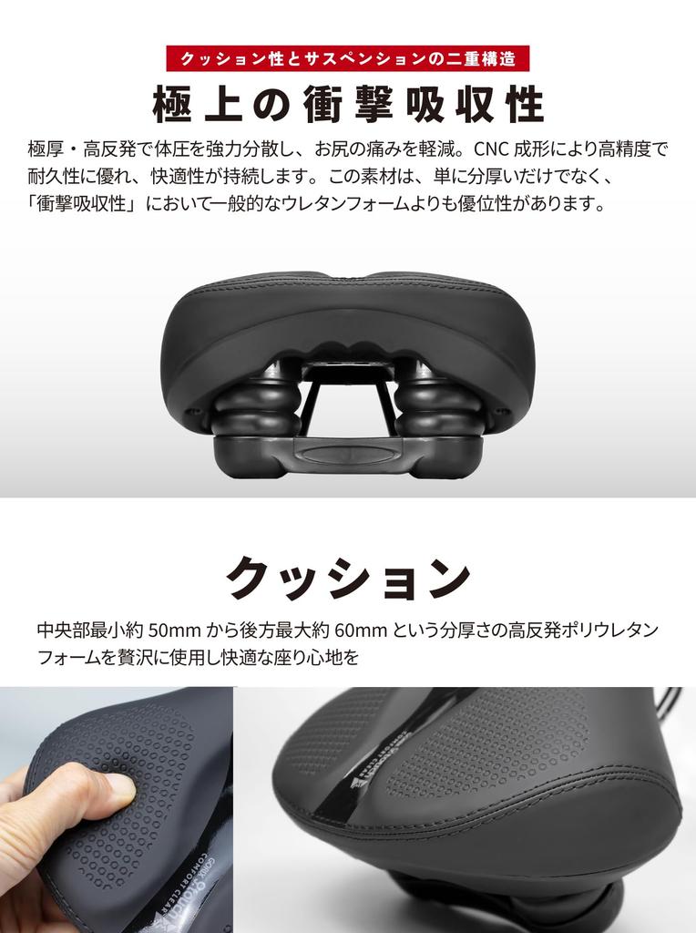 GORIX Suspension Bicycle Saddle with Thick High Perforated Comfortable Shock Spring Suitable for Road Cross Mountain and Mini Stylish Sports Saddle
