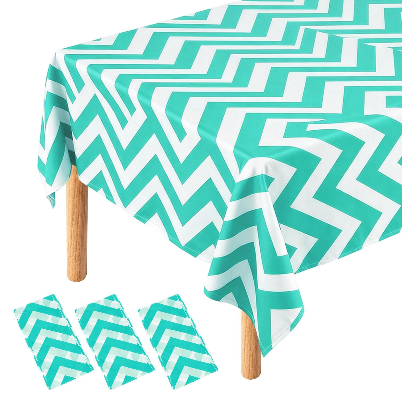 

3pcs Zig Zag Table Cloths 54 x 108 Inches Rectangle Plastic Tablecloth Waterproof Table Cover for Dining Birthday Party Picnic