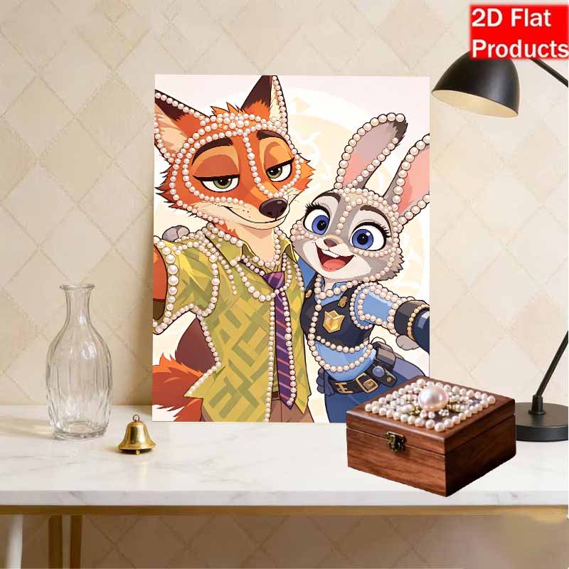 Disney Pearl Painting DIY Zootopia Selfie Atmosphere, Pearl Art Painting, Pearl Gem Painting Home Wall Decoration Crafts