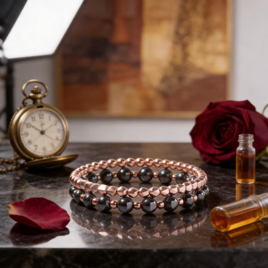 Black Hematite Beaded Bracelets For Men And Women Handmade Geometric Style Travel Gift