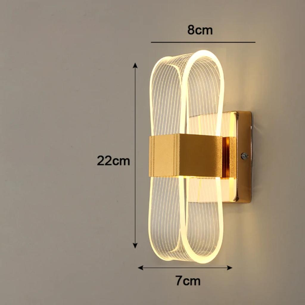 Nová elegantní a teplá moderní nástěnná lampa z akrylového hliníku v severském stylu - módní jednoduchá luxusní noční lampa s leskem, perfektní