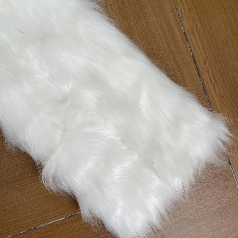 Soft Faux Furs Leg Sleeves Winter Leg Warmers Elastic Thermal Protective Boot Covers Footless Socks For Women Hosiery