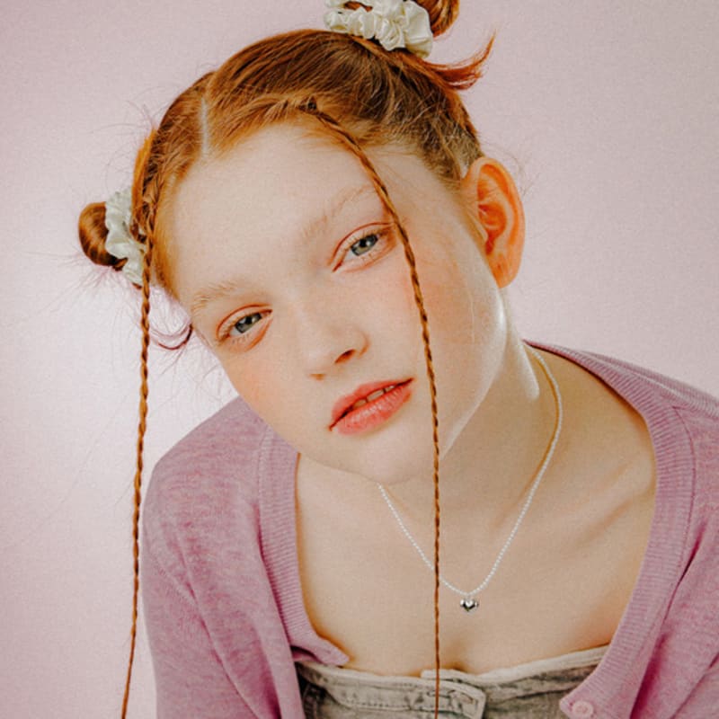 Mellotory Mini Shirring Satin Scrunchie (ivory)