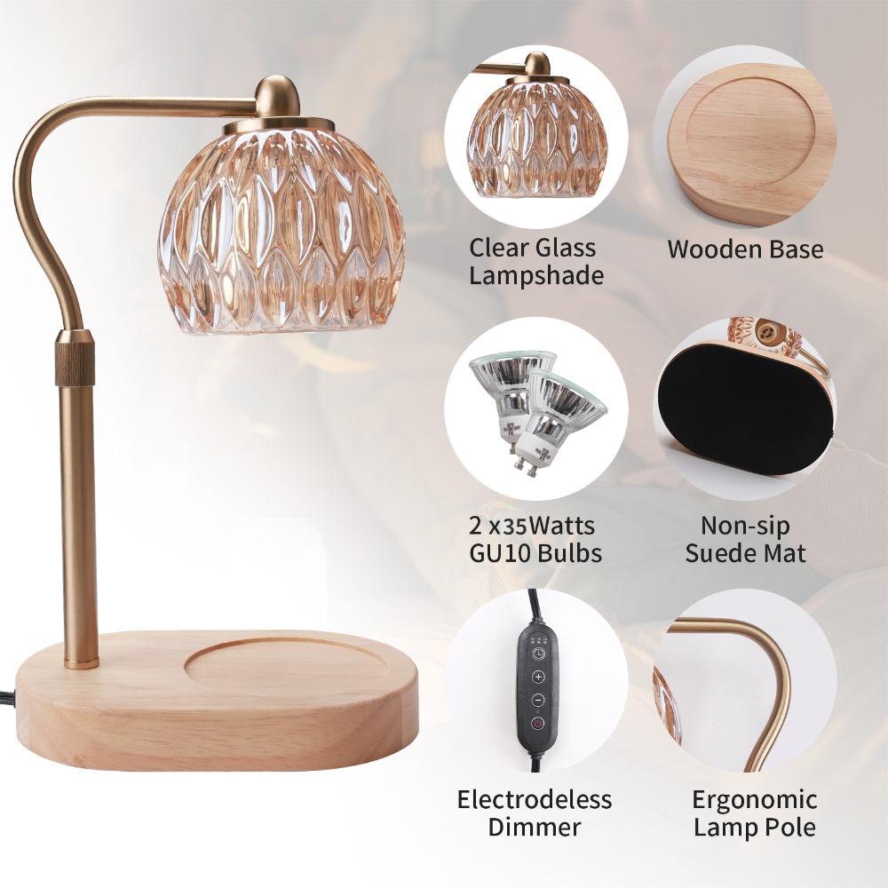 Kerzenwärmer-Tischlampe im Retro-Stil, Aromatherapie-Lampe mit Timer und Dimmer, höhenverstellbar für Duftkerzen