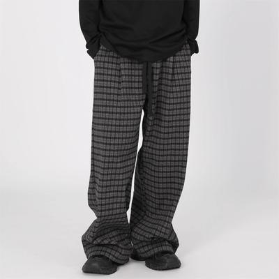 American Retro Relaxed Fit Plaid Pants - Autumn/Winter, Unisex, Casual, Straight, Versatile, Long.