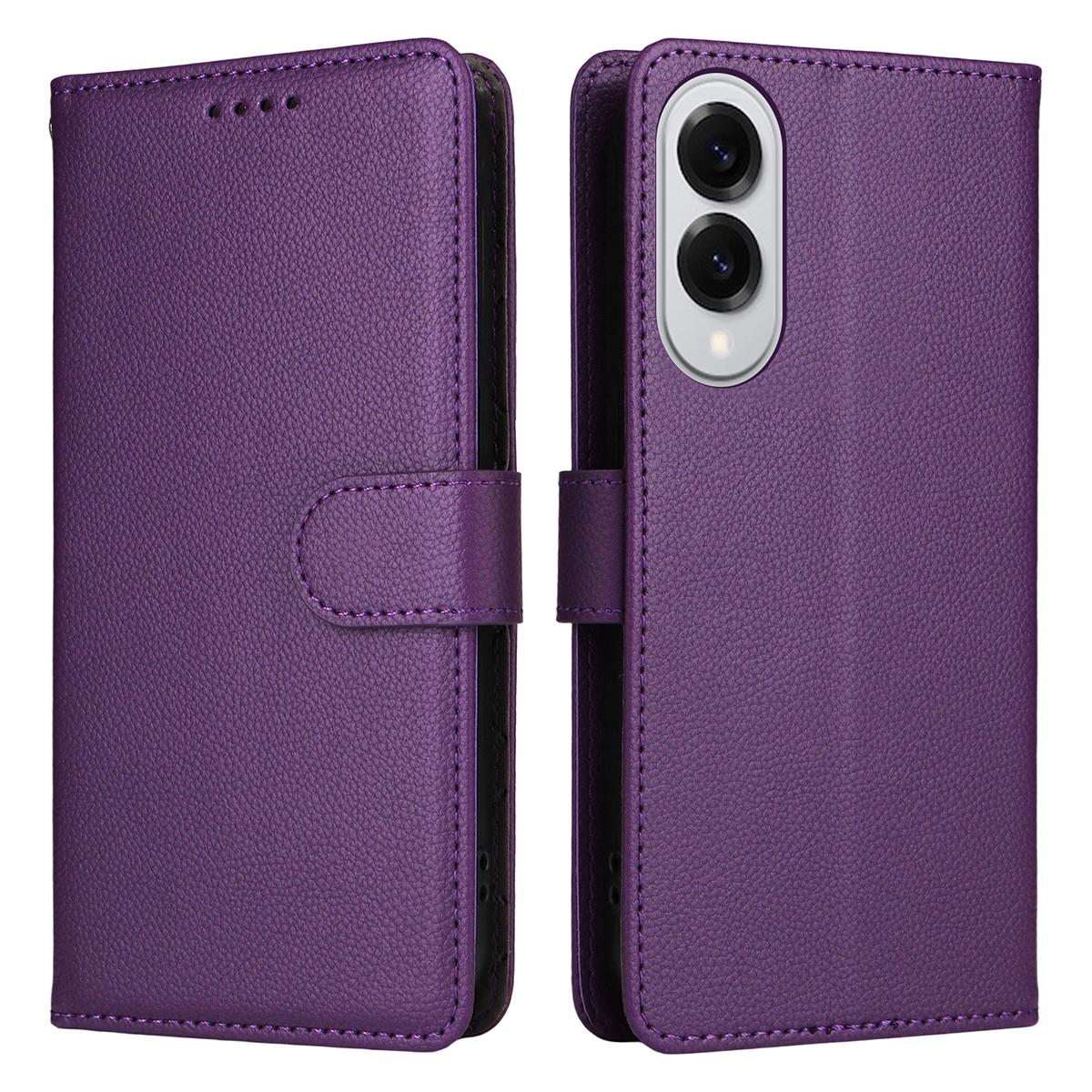 

Чехол-книжка для Samsung Galaxy S25 Edge с блокировкой RFID, 3 слотами для карт, кожаный чехол для телефона из ПУ с ремешком на запястье Purple