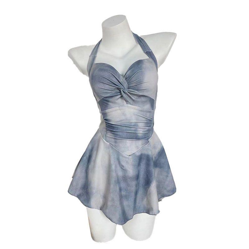 Tie-Dye Backless One-Piece Swimsuit - Sexy Sleeveless Strappy Swimwear for Hot Springs