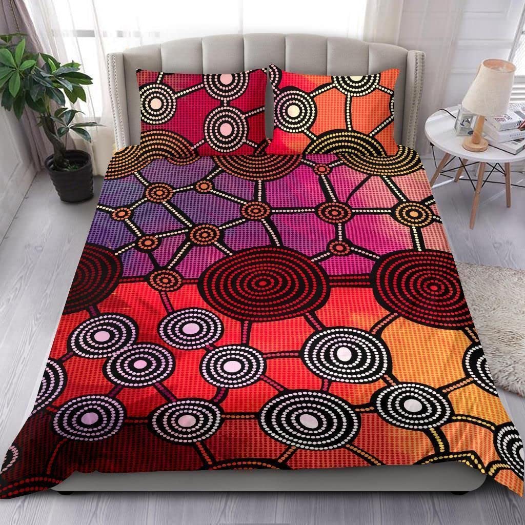 Purple Australian Original Bedding Collection Geometric Pattern Duvet Cover Microfiber Indigenous Style Comforter Cover Twin King Size