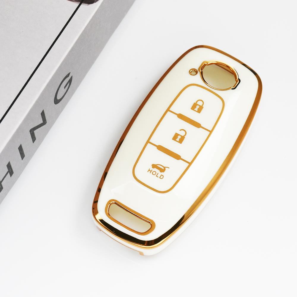 Gold Edge Soft TPU Auto Keyless Remote Key Case Holder Cover for Nissan Juke Teana Altima Ariya X-trail T33 Kicks Qashqai J12