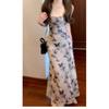 New Chinese Ink Butterfly Print Suspender Dress Summer Women's Vacation Style Slim Waist Hip Skirt Chiffon Dress