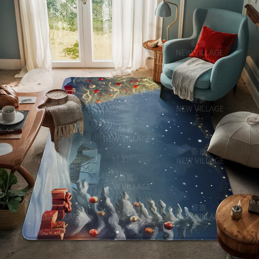 House Entrance Carpet Home Door Mat Living Room Bath Foot Bathroom Non-slip Water Absorption Rugs Bath Merry Christmas Winter