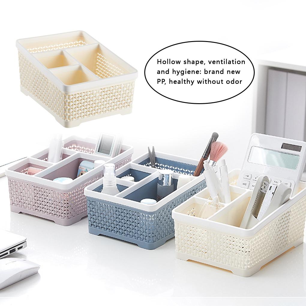 Plastic Desktop Cosmetics Storage Box Imitation Rattan Office Student Stationery Organizer Holder
