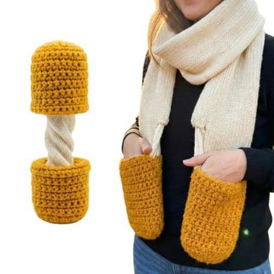 Scarf Ultra Soft Cheese Core Long Knitting Scarf with Warm Hand Pockets Winter Knit Scarf Cheese Lover