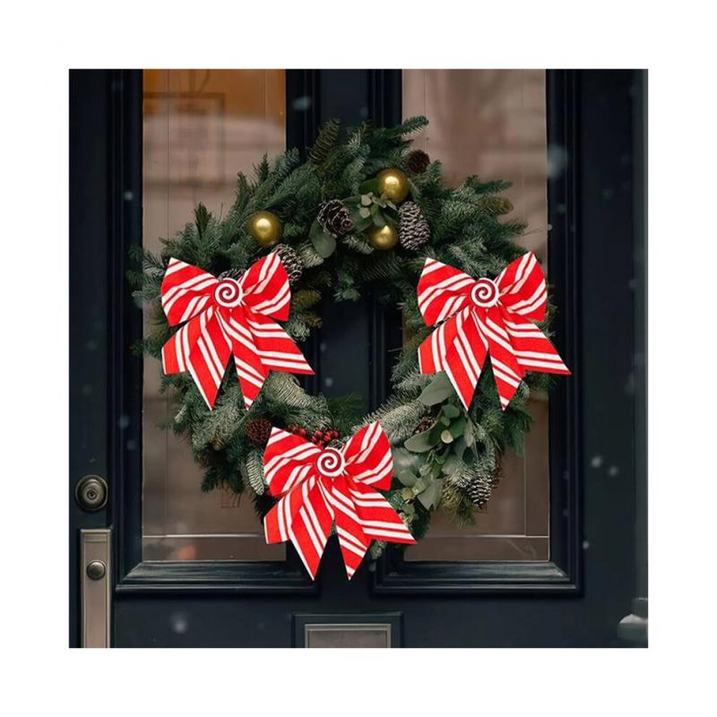 Weihnachtsschleifen, 12 Stück, Rot und Weiß, Festliche Dekorationen, Weihnachtsschleifen, Dekorationen für Girlanden, Hochzeiten im Freien, Partys