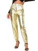 Allegra K Metallic Jogger Pants, Sequin High Waist, Shiny, Women's, Gold, Size 3XL