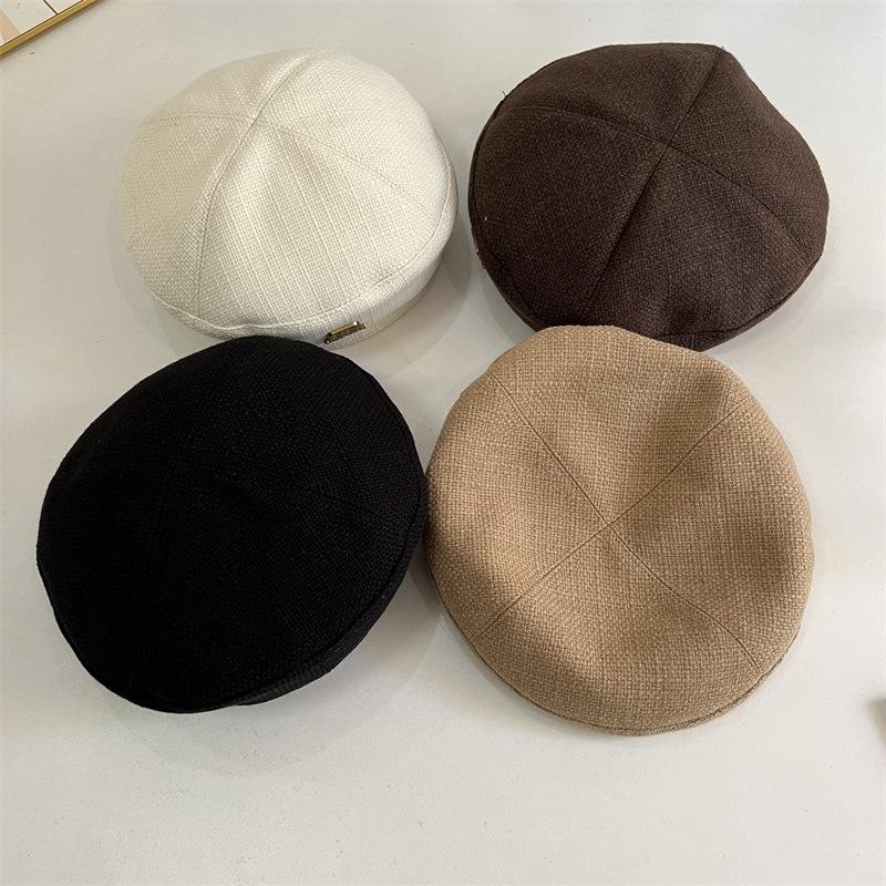 Autumn new thick line fashion beret girls solid color literary and leisure painter hat pumpkin hat tide