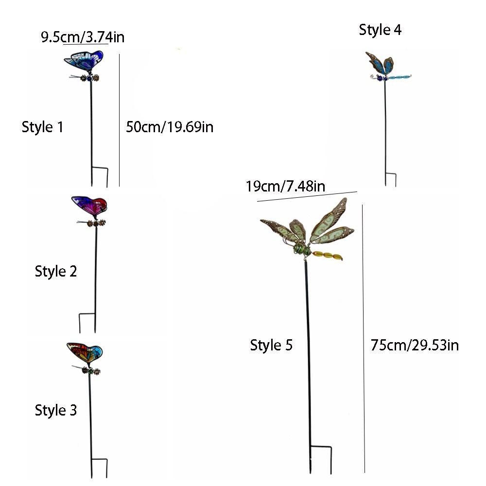 Crafts Metal Dragonfly Garden Stake Creative Luminous Ground Stake Art Colorful Garden Pile Flower Pot